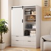 TIRAMISUBEST Austral 3 Door Armoire with Drawers - Mobile Lateral Filing Cabinet, Locking Wheels, Adjustable Shelf - 3 of 4