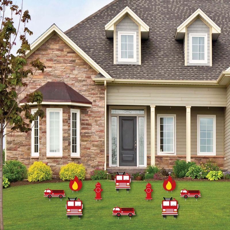 Big Dot of Happiness Fired Up Fire Truck - Lawn Decorations - Outdoor Firefighter Firetruck Baby Shower or Birthday Party Yard Decorations - 10 Piece, 2 of 9