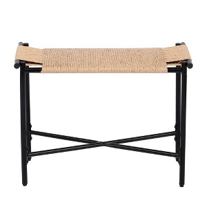 FURNIinspire Ottomans And Benches Vanity Stools Handwoven Paper Rope Ottoman Versatile Sturdy And Stylish For Home Decor, Beige, 23.62"*11.42"*17.32" - 1 of 4