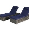 Outdoor Patio Lounge Set, Tanning Lounges with Adjustable Backrest and Cushions, Patio Pool Chairs Tanning Lounges with Storage-Coolbibila - 4 of 4