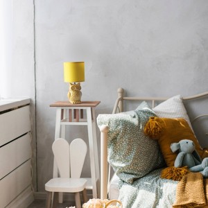 12.8" Contemporary Ceramic Owl Bedside Table Lamp with Matching Fabric Shade - Simple Design - 1 of 4
