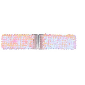 Allegra K Women's Stretchy Waist Belts Metal Interlock Buckles Sequins Decor Belts 60cm/23.62" 1 Pc - 1 of 4
