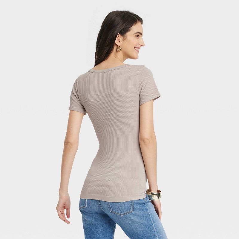 Short Sleeve Seamless Ribbed Scoop Neck Maternity T-Shirt - Isabel Maternity by Ingrid & Isabel™, 2 of 4