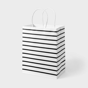 White Striped Small Gift Bag - Spritz™ - 1 of 3