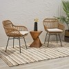 Modern Outdoor Faux Rattan Woven Back Dining Chairs Set of 2,Rattan Dining Armchair,Fabric Upholstered Kitchen Dining Room Chairs-Coolbibila - 2 of 4