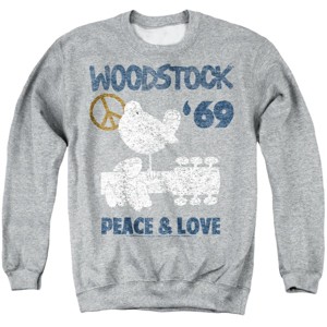 Men's Woodstock Peace And Love Crewneck Sweatshirt - 1 of 4