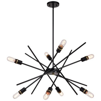 Vaxcel Halsted 8 - Light Pendant in  Black/Satin Brass