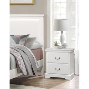 Gulches Collection Nightstand 2 Dovetail Drawers, White Finish, Satin Nickel Handles No Assembly, 21.5"Wx16"Dx24"H - 1 of 4
