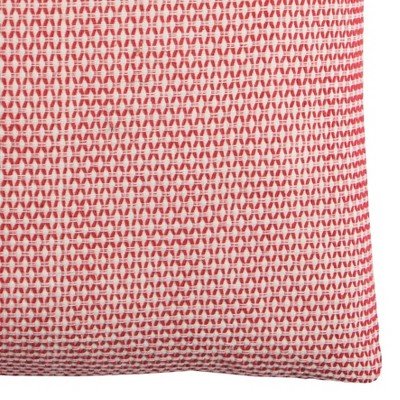Large Red and Ivory Cotton Square Decorative Pillow