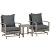 Outsunny 3-Piece Patio Bistro Set, PE Rattan Wicker Outdoor Furniture with Soft Cushions, 2 Rocking Chairs, Slatted Coffee Table - 4 of 4