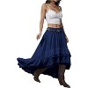 Women's Western Boho Skirt - Lace Ruffle Asymmetrical Hem Cowgirl Style Dark Blue - 4 of 4