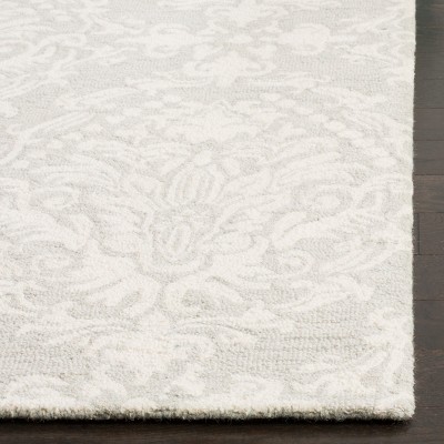 Sage and Ivory Floral Handmade Wool Area Rug 3' x 5'