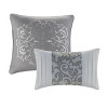 GlasFlength Bedding Sets Alternative Ultra Soft Puffy Bedding Embroidered 8 Piece Comforter Set Grey King, Gray, 22.05"*18.9"*13.78" - 4 of 4