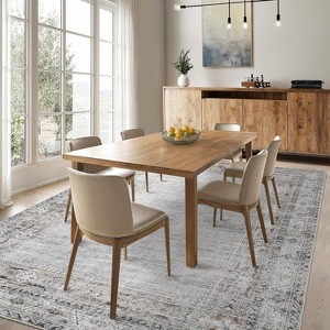 Vintage Bordered Washable Area Rug - Non-Slip Non-Shedding Stain Resistant Carpet, Soft Distressed Print Mat for Living Room, Nursery, Bedroom Office - 1 of 4