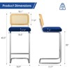GlasFlength Dining Set with Rattan Back, Solid Wood Back, Velvet Seat for Dining Room, Kitchen, Counter, Blue, 18.9"*17.7"*42.54" - 2 of 4