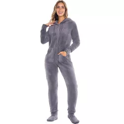 Alexander Del Rossa Women's One Piece Hooded Footed Pajamas, Adult Onesie with Hood