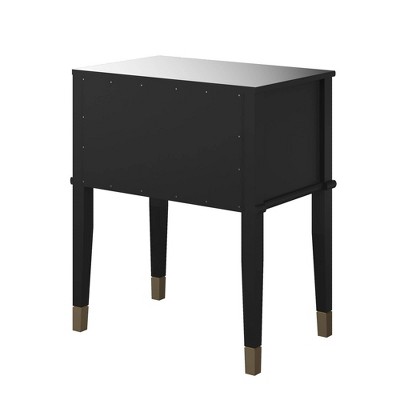 Black Wood End Table with Faux-Dual Drawer Storage