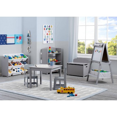 Gray Wooden Kids Table and Chair Set with Rubber Feet