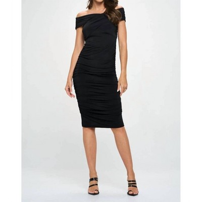 Women's Off Shoulder Midi Bodycon Dress - reneec.