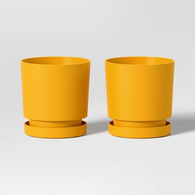 2pc Recycled Resin Indoor Outdoor Planter Pots Yellow 4"x4"x4" - Room Essentials™