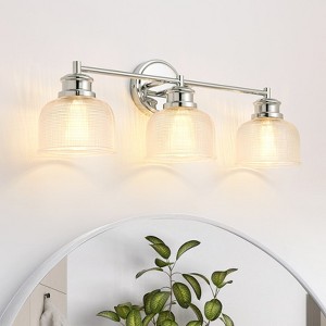 Rennnsan Tavynell 23"W Hardwired 3-Light Dome Textured Glass Mid-Century Modern Dimmable Vanity Light - 1 of 4