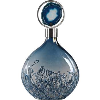 Uttermost Rae 18 1/2" High Sky Blue Iridescent Glass Bottle