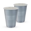 True Silver Plastic Cups, Disposable Plastic Drinking Glasses, Party Cups for Adults, 16oz Silver Set of 24 - 3 of 4