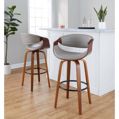 Symphony Walnut and Black Swivel Barstool Set of 2