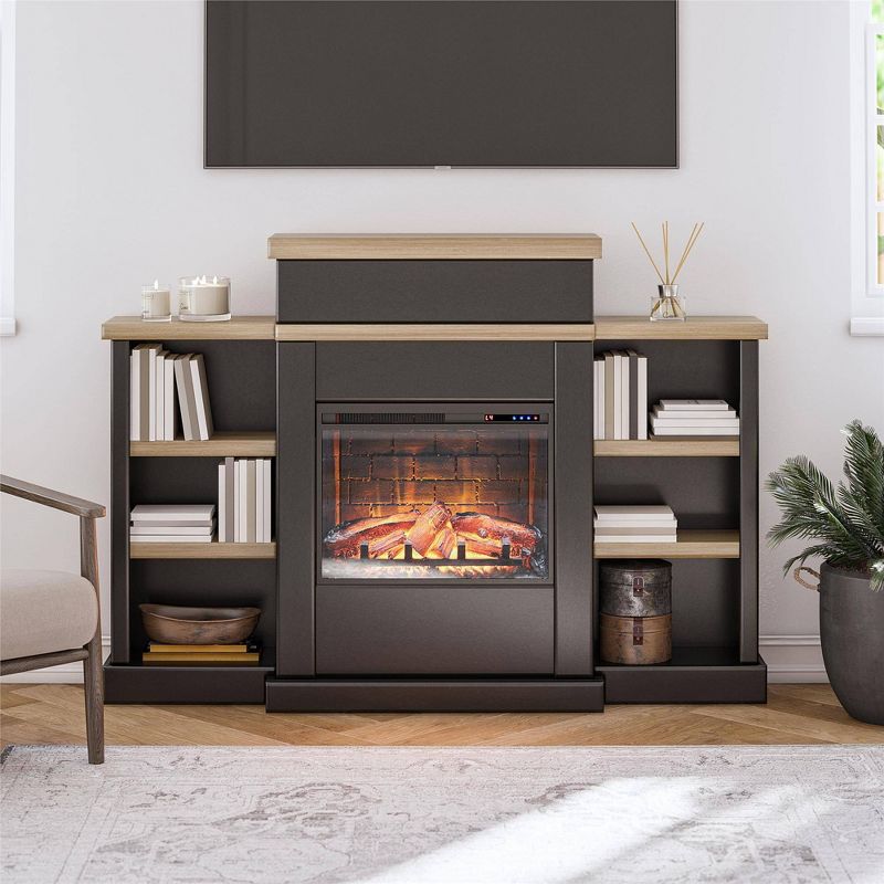 Grand Ave Electric Fireplace with Mantel and Bookcase - Room & Joy, 2 of 8