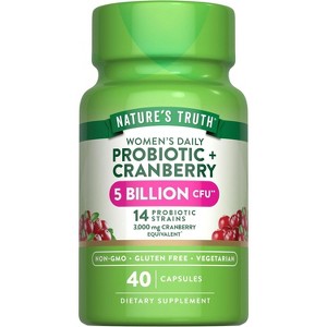 Nature's Truth Probiotics for Women with Cranberry | 5 Billion Active Cultures | 40 Vegetarian Capsules - 1 of 4