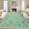 Washable Framhouse Floral Leaf Print Large Living Room Rugs, Soft Ultra Thin Textured Cute Floor Carpet for Bedroom Dining Room Nursery Playroom - 2 of 4
