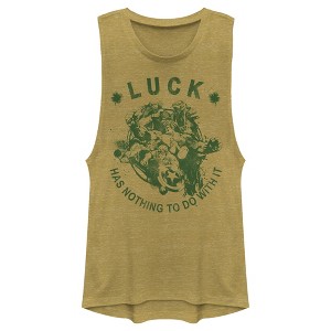 Juniors Womens Marvel Avengers St. Patrick's Day Luck has Nothing to Do With It Festival Muscle Tee - 1 of 4