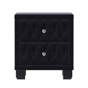 Cesicia Elegant Velvet Nightstand with 2 Drawers and Crystal Handle, Storage Bedside Table with Button-Tufted - 1 of 4