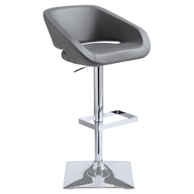 Gustavo 24 - 32.5" Modern Faux Leather Adjustable Stool in Gray - Brant House