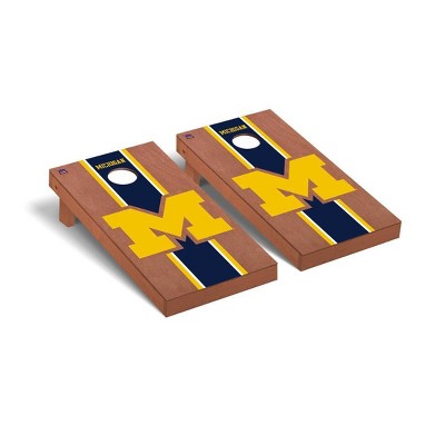 NCAA Michigan Wolverines Premium Cornhole Board Rosewood Stained Stripe Version