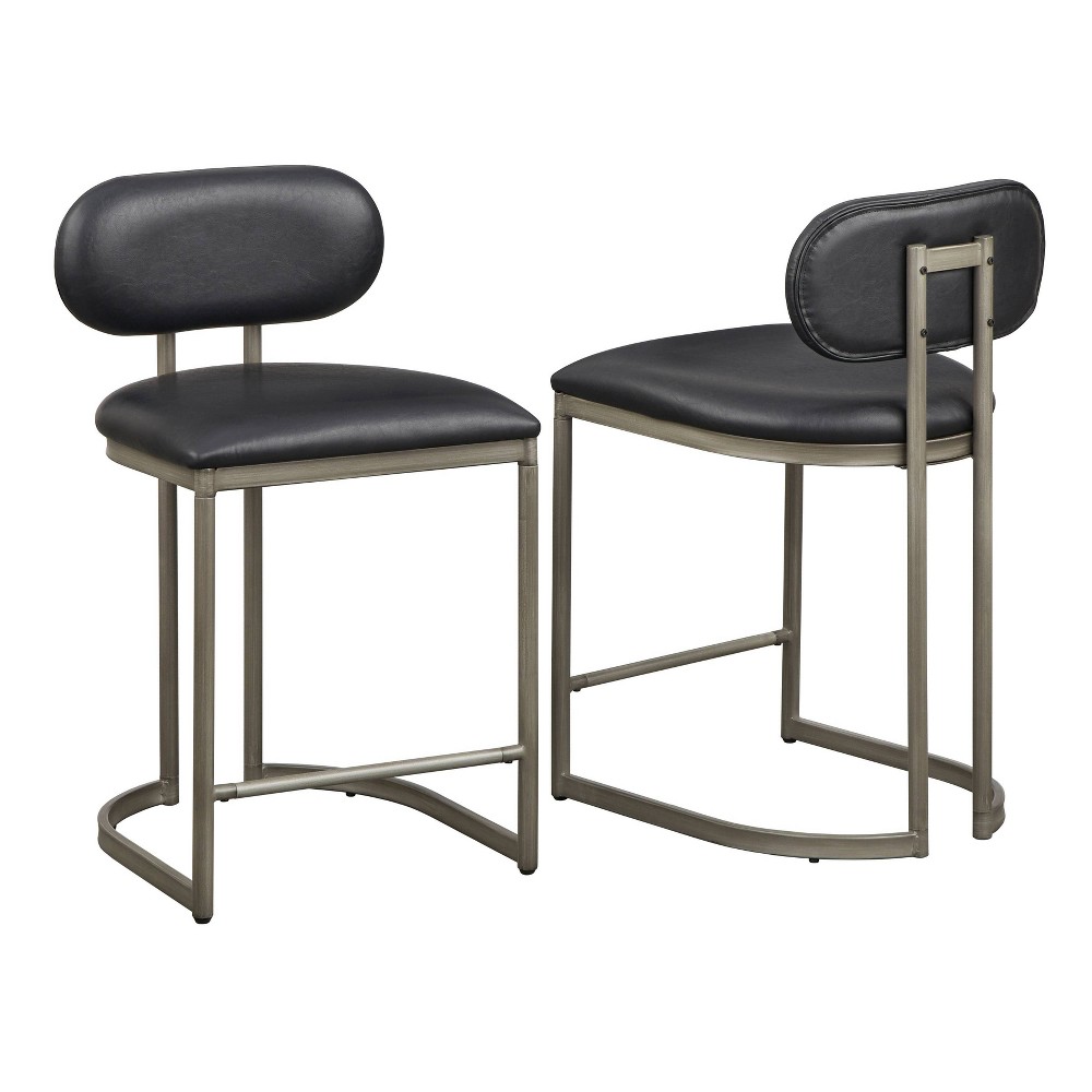 Photos - Storage Combination Set of 2 24" Perry Metal Counter Stool Black/Gray - angelo:Home