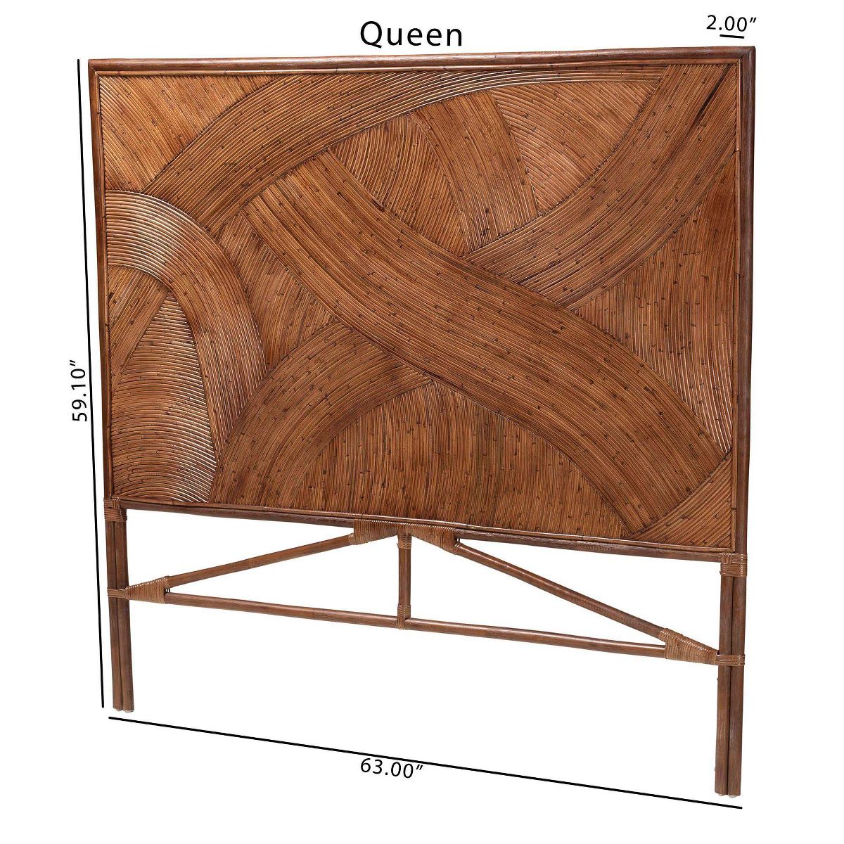 bali & pari Queen Elettra Rattan Standalone Headboard Dark Brown: No Assembly, MDF Frame, Spot Clean - thumbnail 8