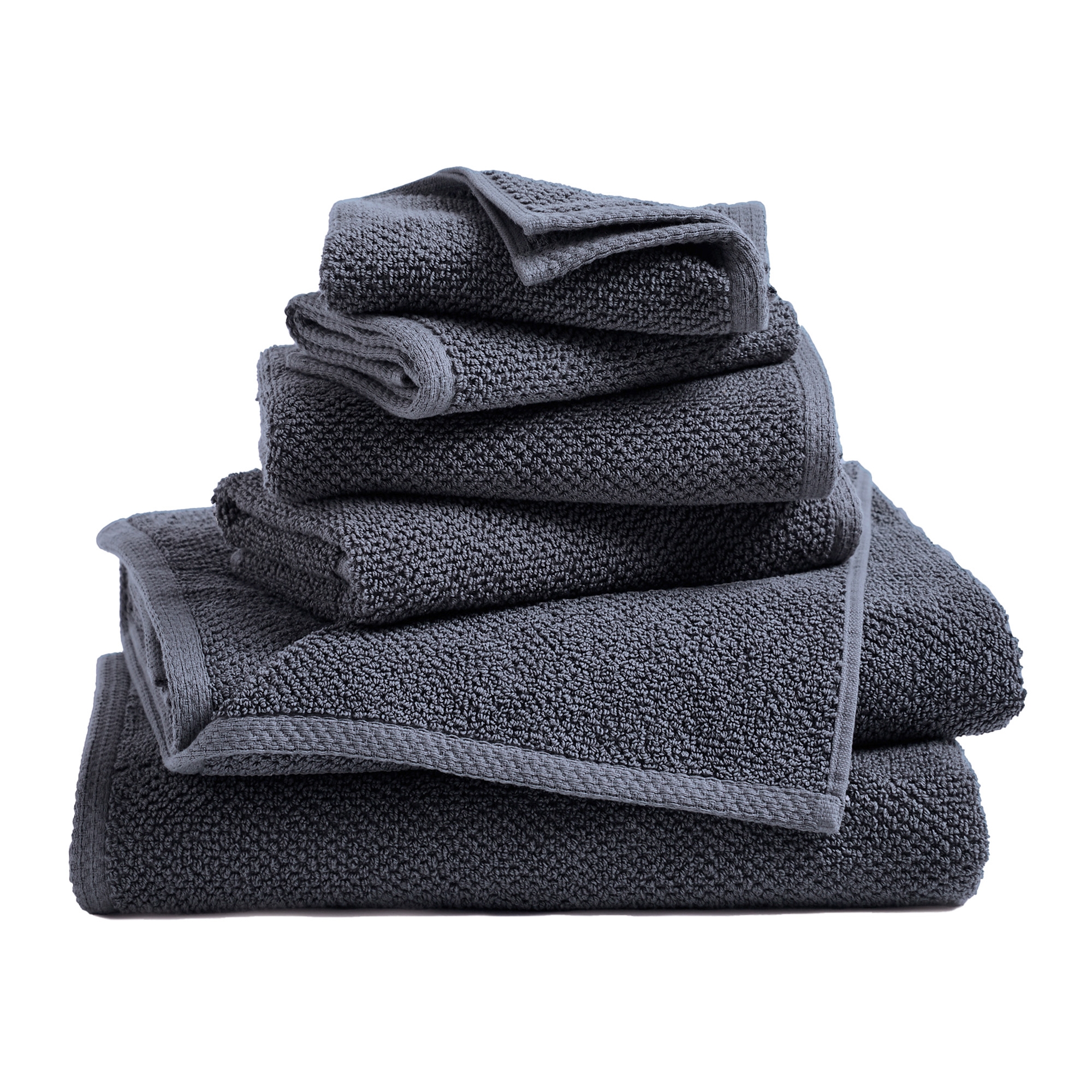 Cotton Quick Dry Loop Textured Bath Towel - Great Bay Home (Stone Blue, 6-Piece Set)