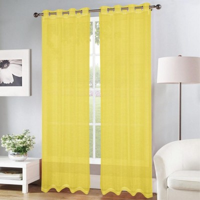 Olivia Gray Erica Doily Stripe Grommet Panel Pair - 54x90", Yellow