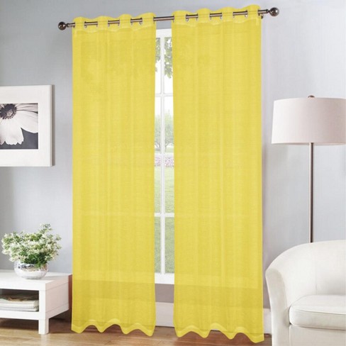 Olivia Gray Erica Doily Stripe Grommet Panel Pair - 54x90", Yellow - image 1 of 4