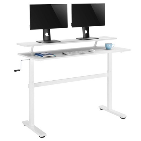 Stand Steady Tranzendesk Power | 55 inch Electric Standing Desk with Built-in Charging | Height Adjustable Stand Up Desk with Clamp on Shelf | Electro