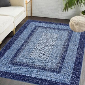 Modern Washable Area Rug, Non Slip Indoor Print Mat For Living Room Bedroom Dining Room Kitchen Enterway, Low Pile Stain Resistant Foldable Carpet - 1 of 4