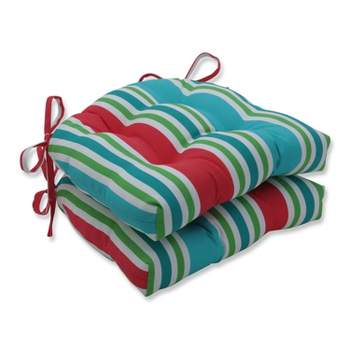 2pc Aruba Stripe Reversible Chair Pads - Pillow Perfect