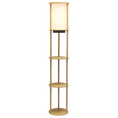 Modern Tan 62.5" Shelf Etagere Floor Lamp with USB Charging Ports
