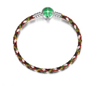 Braided Steel Charm Bracelet Womens 21cm Sterling Silver Lucky Clover Clasp Ginger Lyne Collection - 1 of 4
