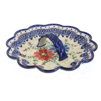 Blue Rose Polish Pottery Autumn Burst Egg Plate