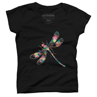 Girl's Design By Humans Dragonfly Abstract Summer Color By BaoMinh T-Shirt
