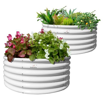 Anybear 2-Pack 4ft x 18" Quartz Grey Round Garden Bed