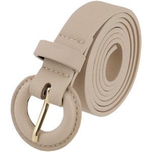 INSPIRE CHIC Womens 0.8" Width Textured Fashion Causal Faux Leather with Round Buckle Belts 1Pc - 1 of 4