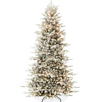 Best Choice Products Pre-Lit Flocked Artificial Aspen Noble Fir Christmas Tree w/ Branch Tips, LED Lights